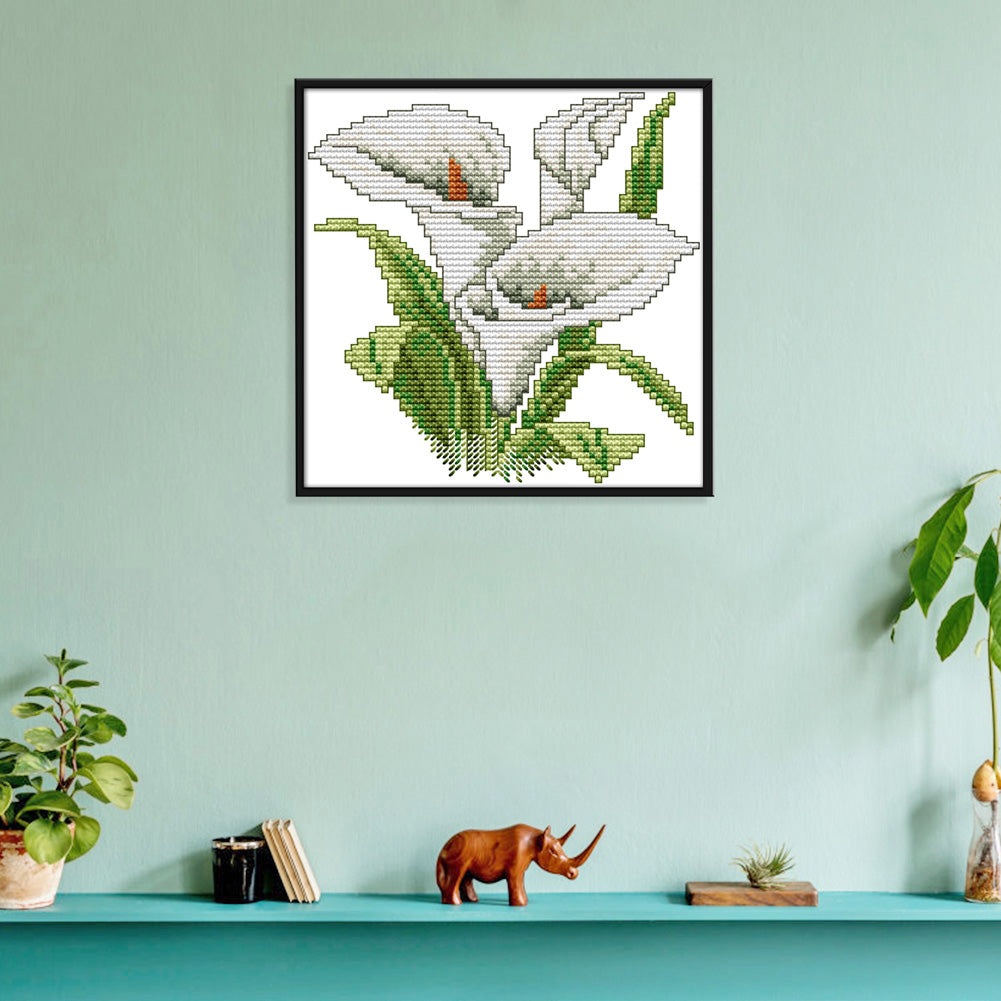 White Flower - 14CT Stamped Cross Stitch 17*17CM