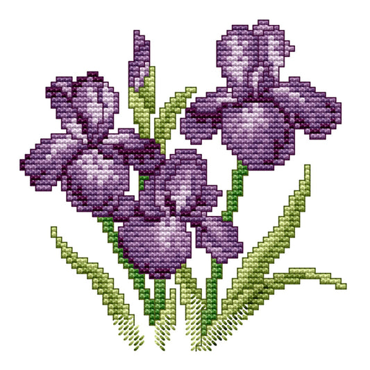 Purple Flower - 14CT Stamped Cross Stitch 17*17CM