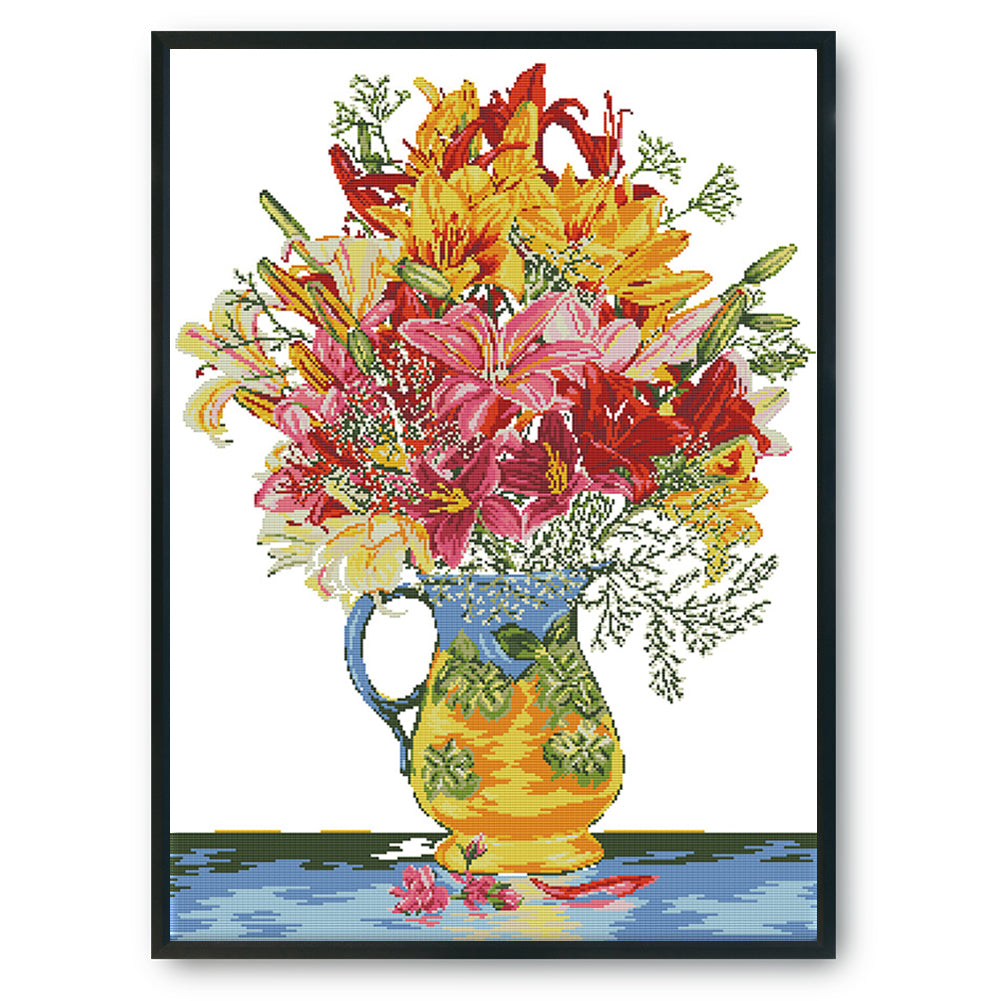 Flowers Crafts - 14CT Stamped Cross Stitch 69*53CM