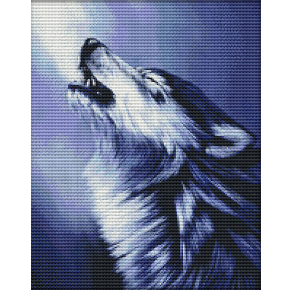 Wolf Howl - 14CT Stamped Cross Stitch 37 *45CM