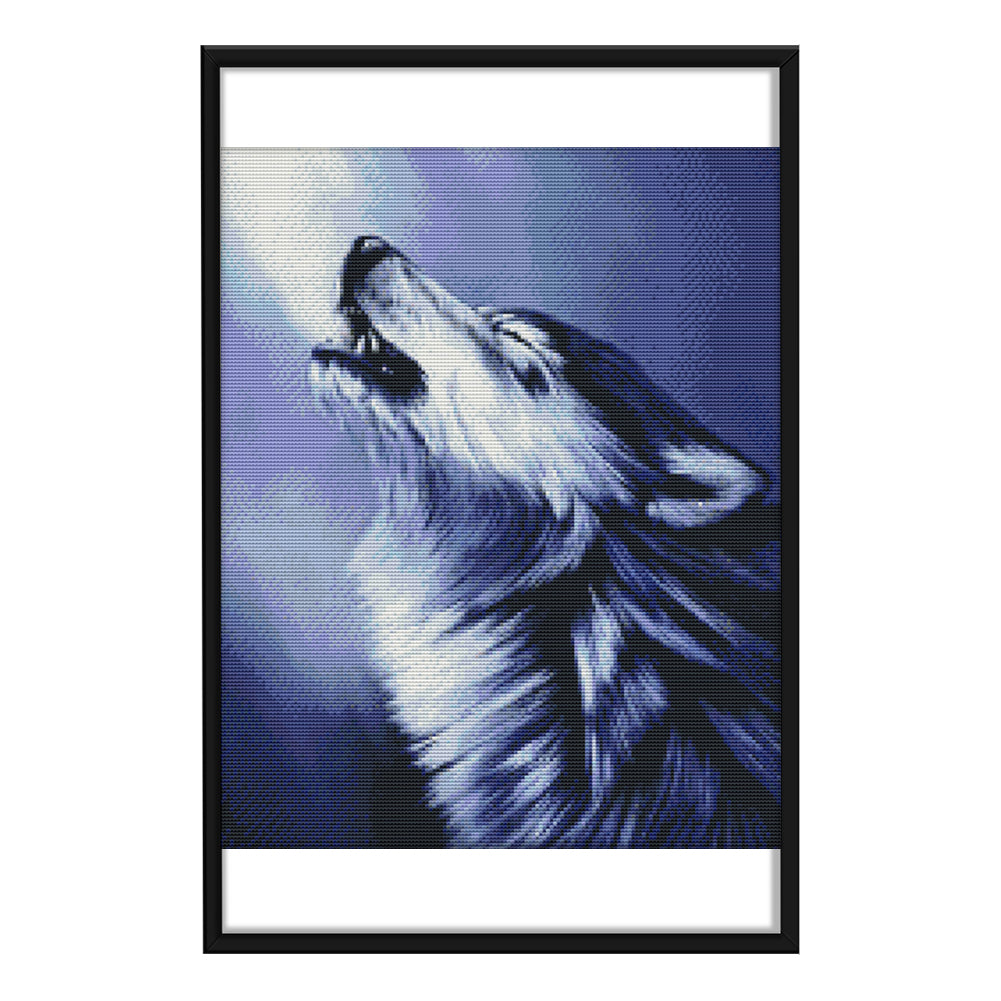 Wolf Howl - 14CT Stamped Cross Stitch 37 *45CM