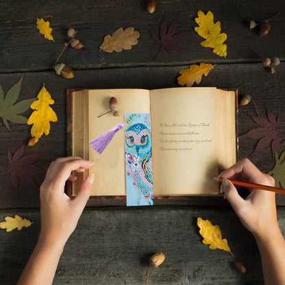 Special Shaped 5D DIY Cartoon Tassel Leather Art Diamond Painting Bookmark