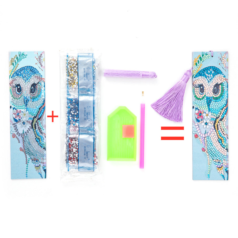 Special Shaped 5D DIY Cartoon Tassel Leather Art Diamond Painting Bookmark