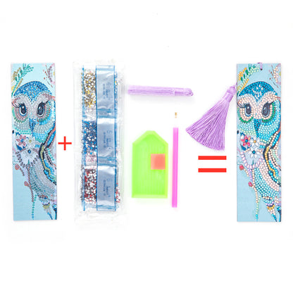 Special Shaped 5D DIY Cartoon Tassel Leather Art Diamond Painting Bookmark