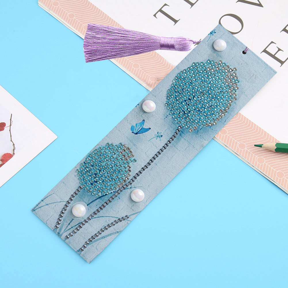 Special Shaped 5D DIY Cartoon Tassel Leather Art Diamond Painting Bookmark