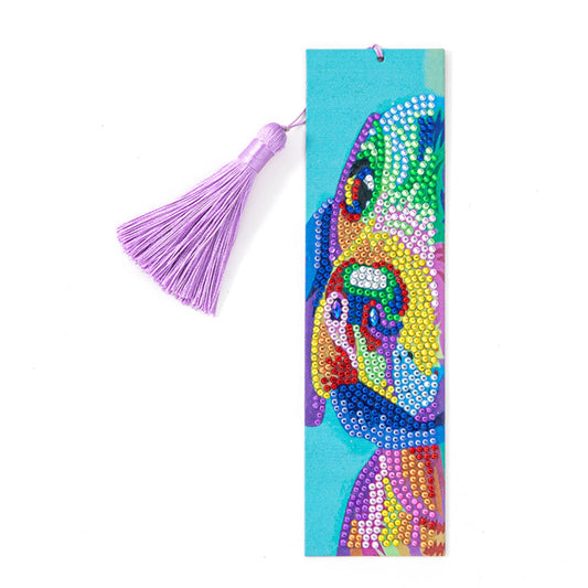 Special Shaped 5D DIY Cartoon Tassel Leather Art Diamond Painting Bookmark