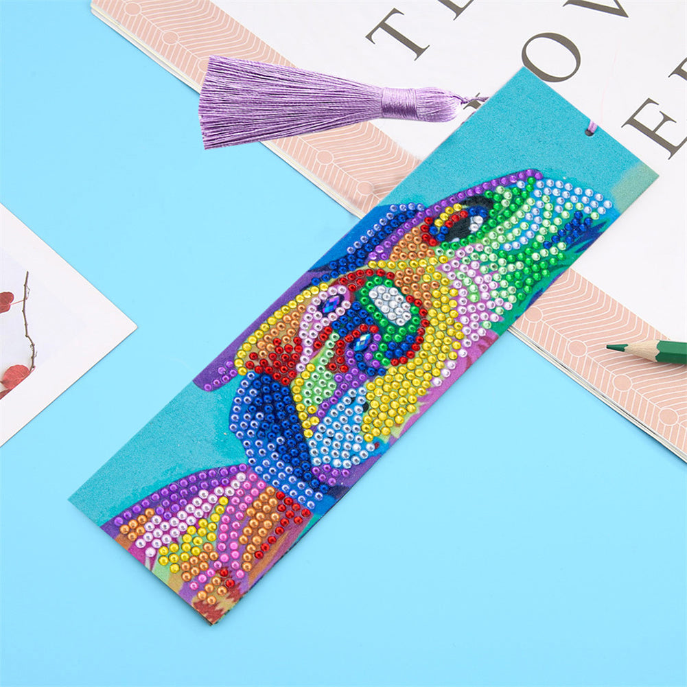 Special Shaped 5D DIY Cartoon Tassel Leather Art Diamond Painting Bookmark