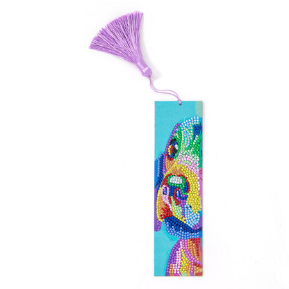 Special Shaped 5D DIY Cartoon Tassel Leather Art Diamond Painting Bookmark