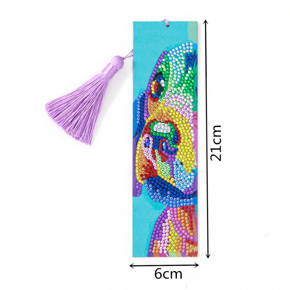 Special Shaped 5D DIY Cartoon Tassel Leather Art Diamond Painting Bookmark