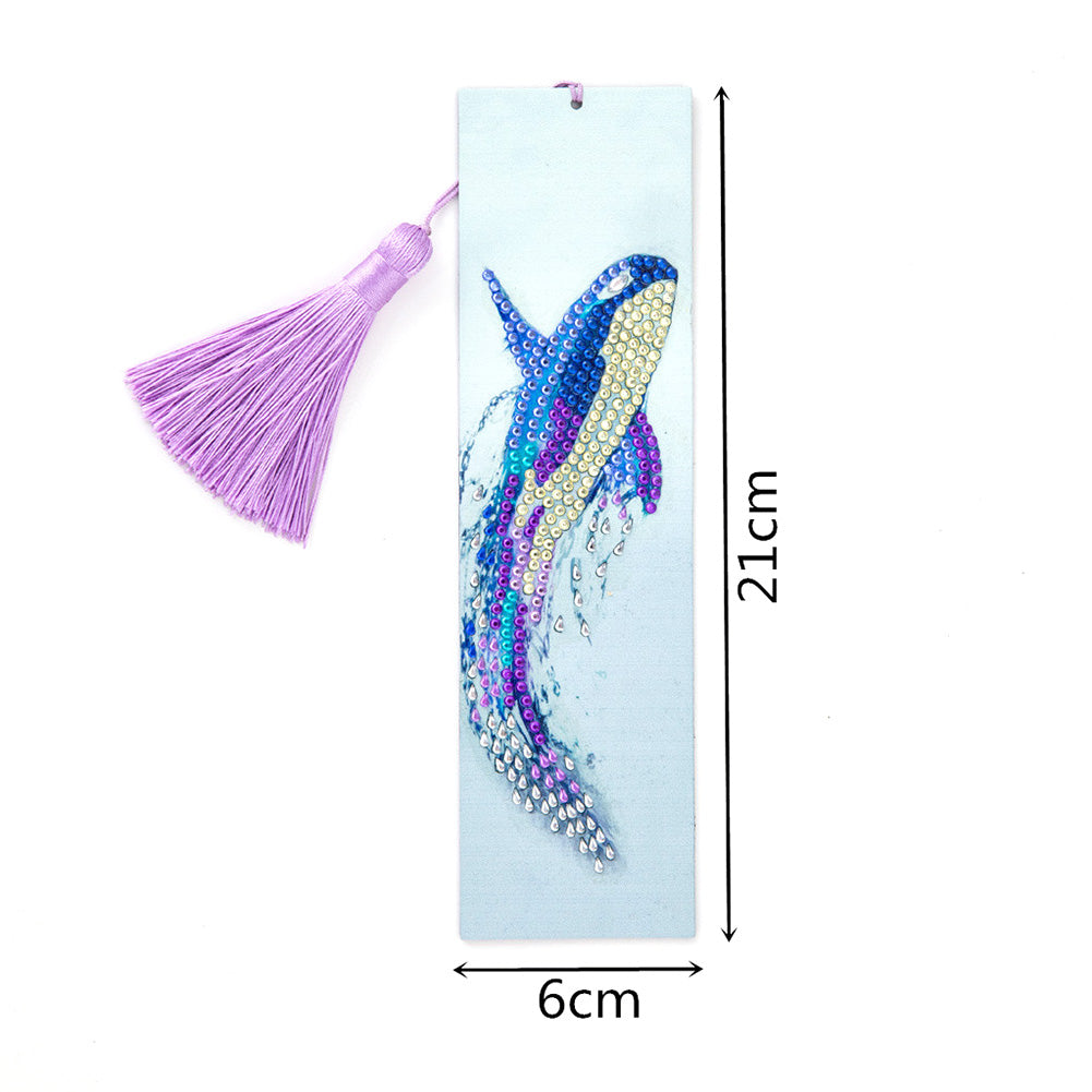 Special Shaped 5D DIY Cartoon Tassel Leather Art Diamond Painting Bookmark