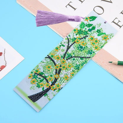 Special Shaped 5D DIY Cartoon Tassel Leather Art Diamond Painting Bookmark