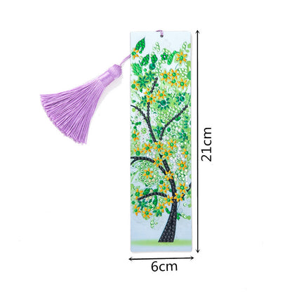 Special Shaped 5D DIY Cartoon Tassel Leather Art Diamond Painting Bookmark