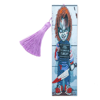 Special Shaped 5D DIY Cartoon Tassel Leather Art Diamond Painting Bookmark