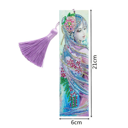 Special Shaped 5D DIY Cartoon Tassel Leather Art Diamond Painting Bookmark