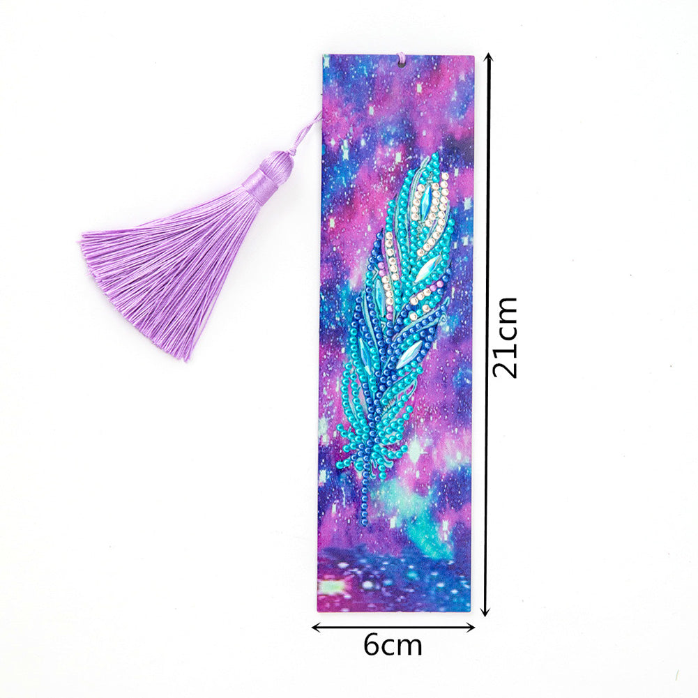 Special Shaped 5D DIY Cartoon Tassel Leather Art Diamond Painting Bookmark