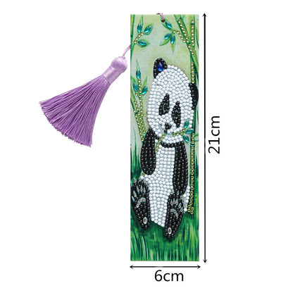 Special Shaped 5D DIY Cartoon Tassel Leather Art Diamond Painting Bookmark