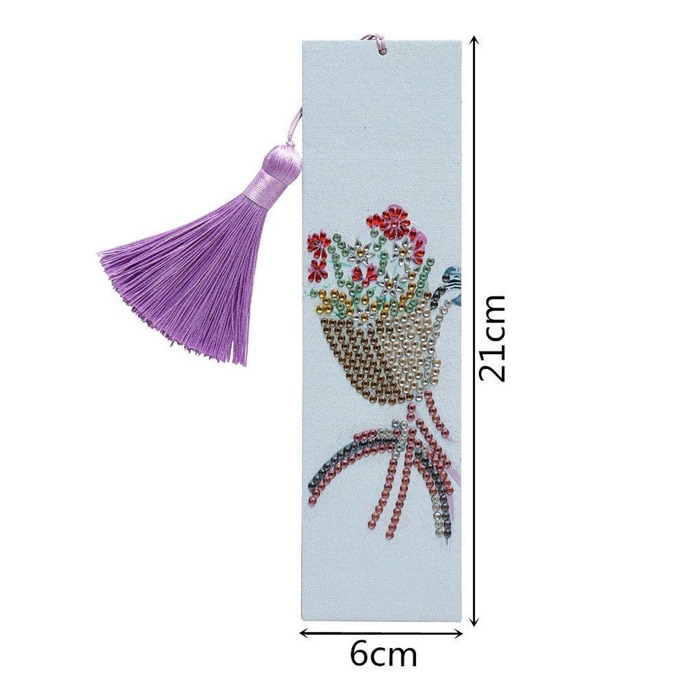 Special Shaped 5D DIY Cartoon Tassel Leather Art Diamond Painting Bookmark