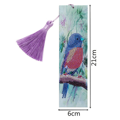 Special Shaped 5D DIY Cartoon Tassel Leather Art Diamond Painting Bookmark