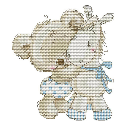 Bear Donkey - 14CT Stamped Cross Stitch 19*19CM