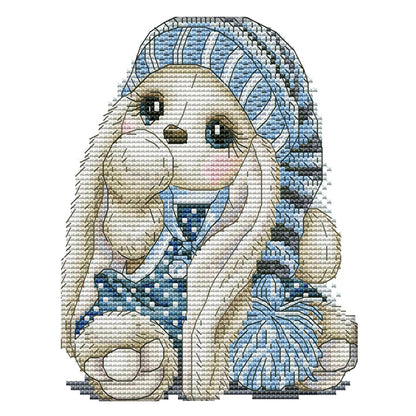 Mini Rabbit - 14CT Stamped Cross Stitch 20*17CM