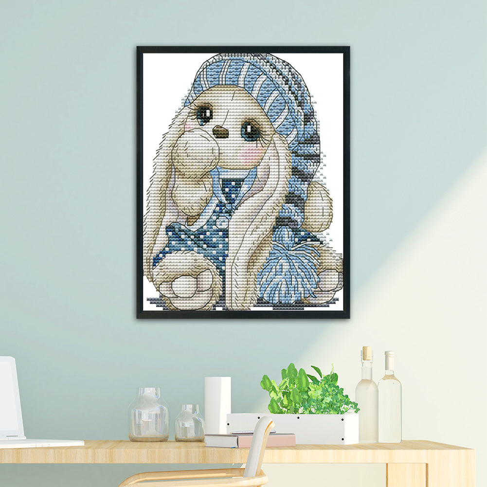 Mini Rabbit - 14CT Stamped Cross Stitch 20*17CM