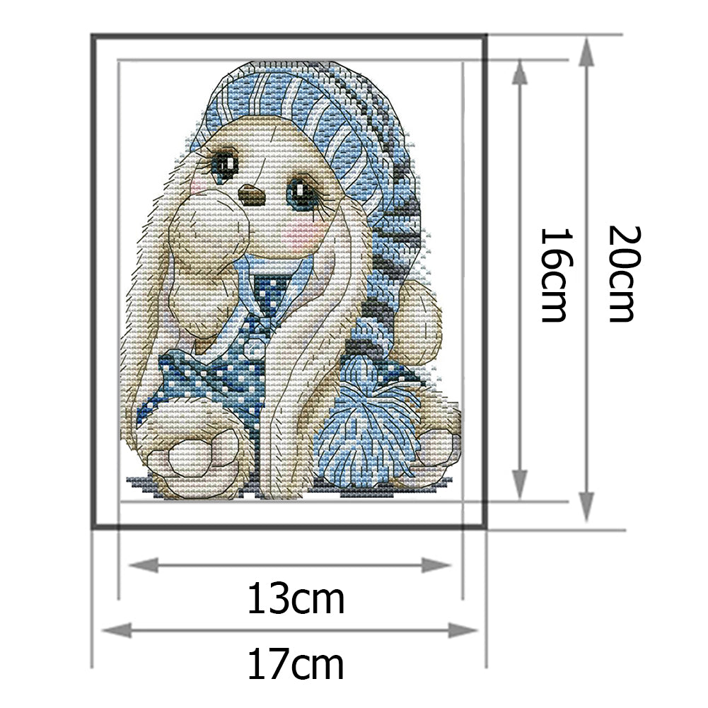 Mini Rabbit - 14CT Stamped Cross Stitch 20*17CM