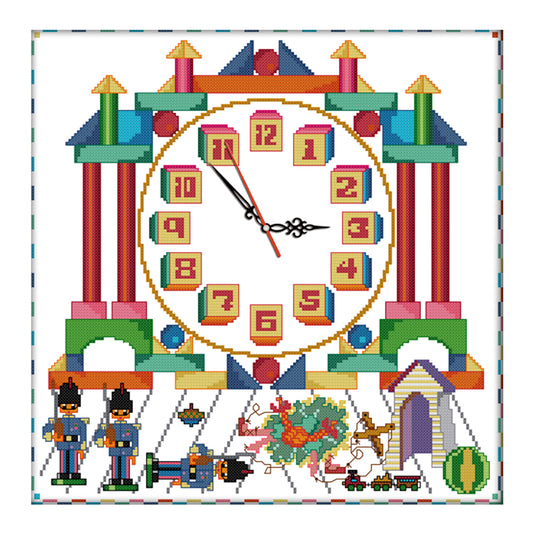 Clock - 14CT Stamped Cross Stitch 37*37CM