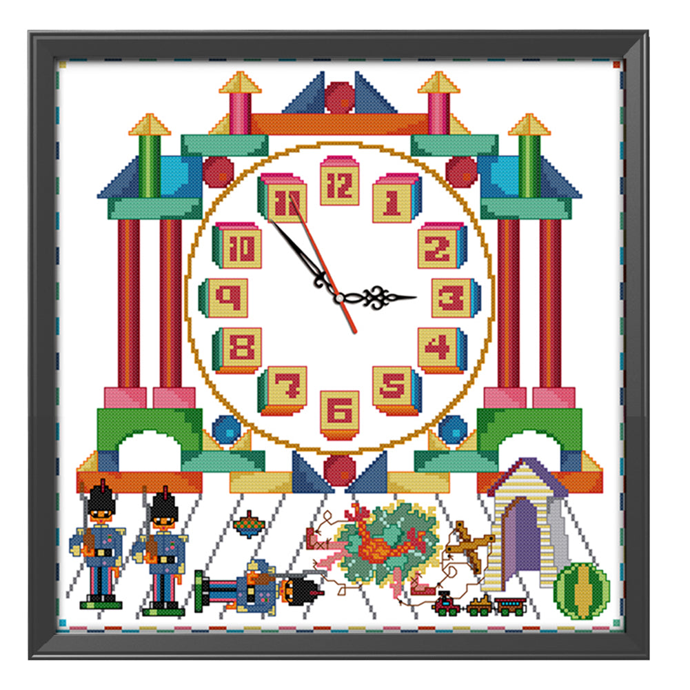 Clock - 14CT Stamped Cross Stitch 37*37CM