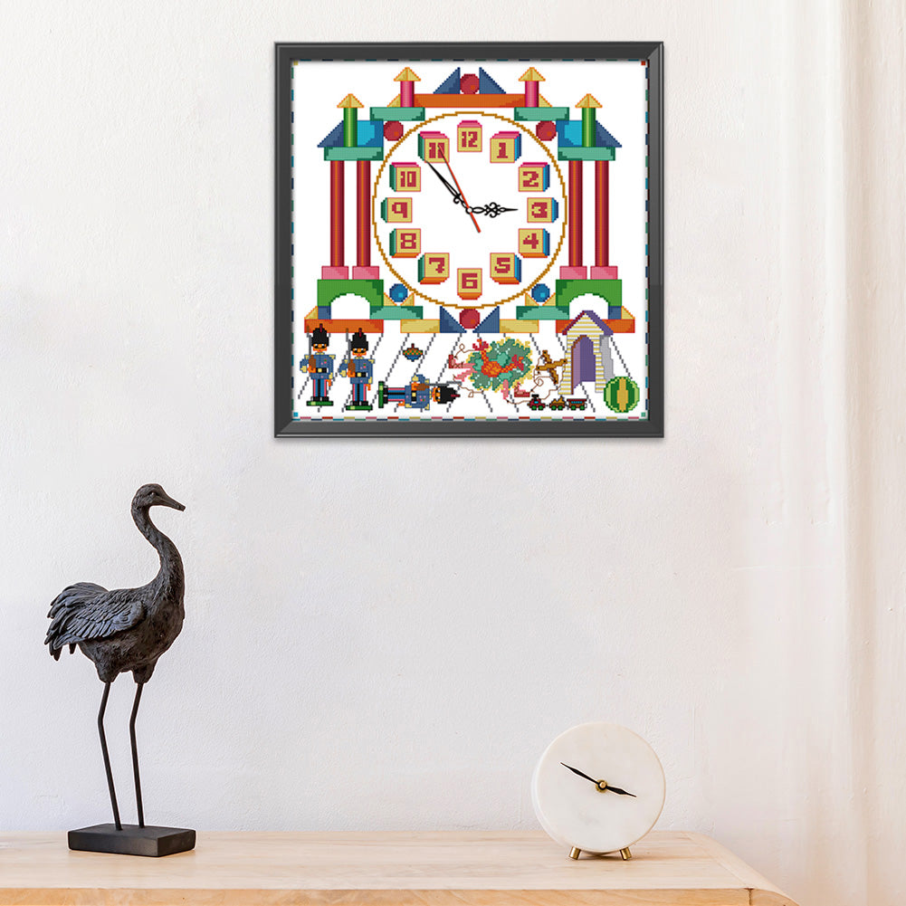 Clock - 14CT Stamped Cross Stitch 37*37CM