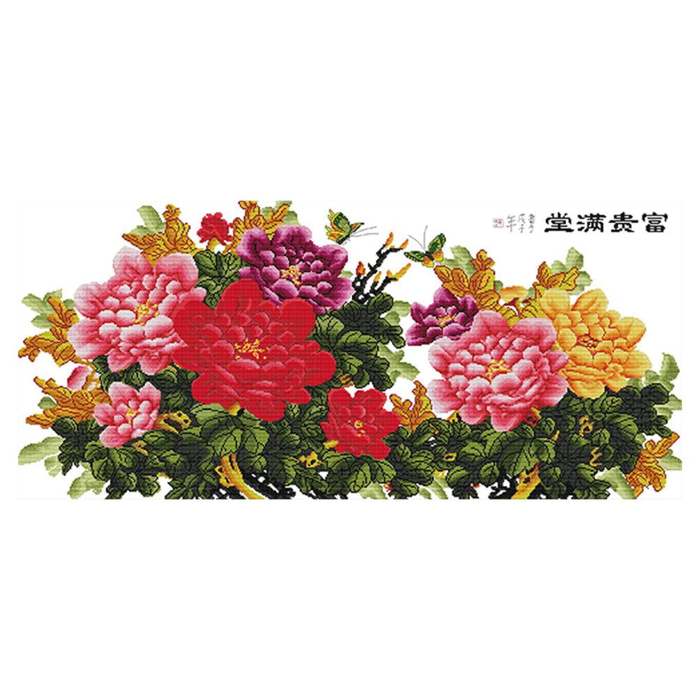 Flower - 14CT Stamped Cross Stitch 99*50CM