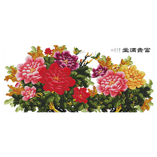 Flower - 14CT Stamped Cross Stitch 99*50CM