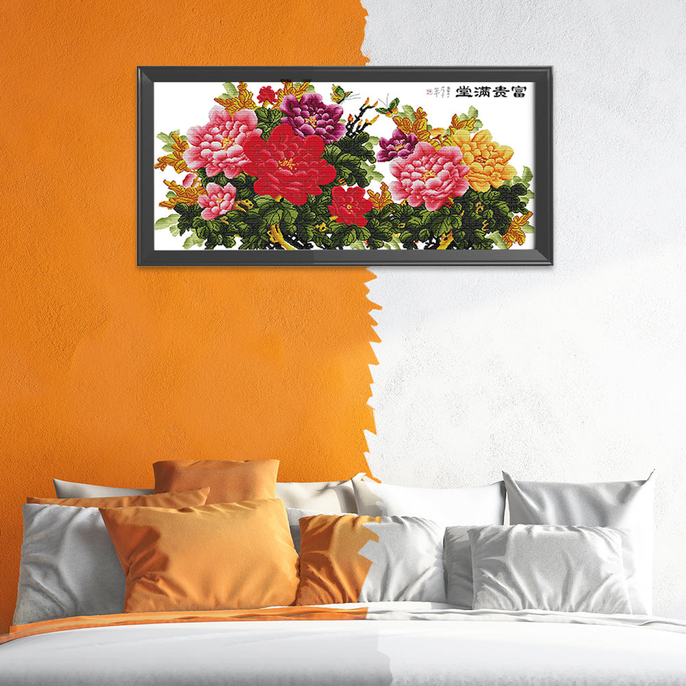 Flower - 14CT Stamped Cross Stitch 99*50CM