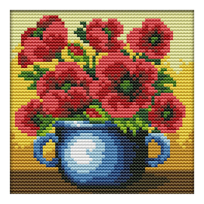 Flowers - 14CT Stamped Cross Stitch 16*16CM