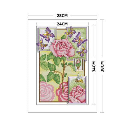 Flowers - 14CT Stamped Cross Stitch 28*38CM