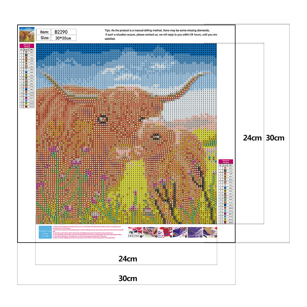 Cow - Full Round Drill Diamond Painting 30*30CM