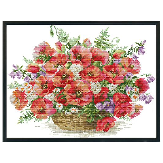 Flowers - 14CT Stamped Cross Stitch 48*37CM