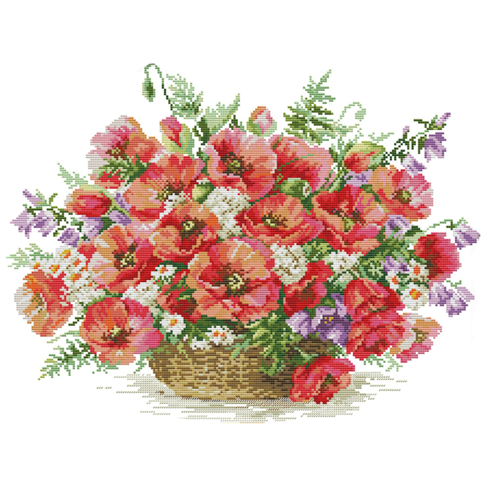 Flowers - 14CT Stamped Cross Stitch 48*37CM