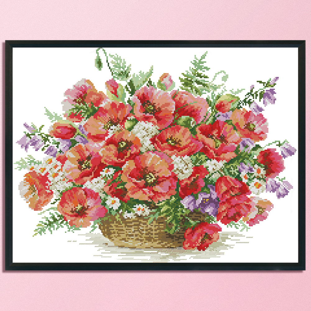 Flowers - 14CT Stamped Cross Stitch 48*37CM