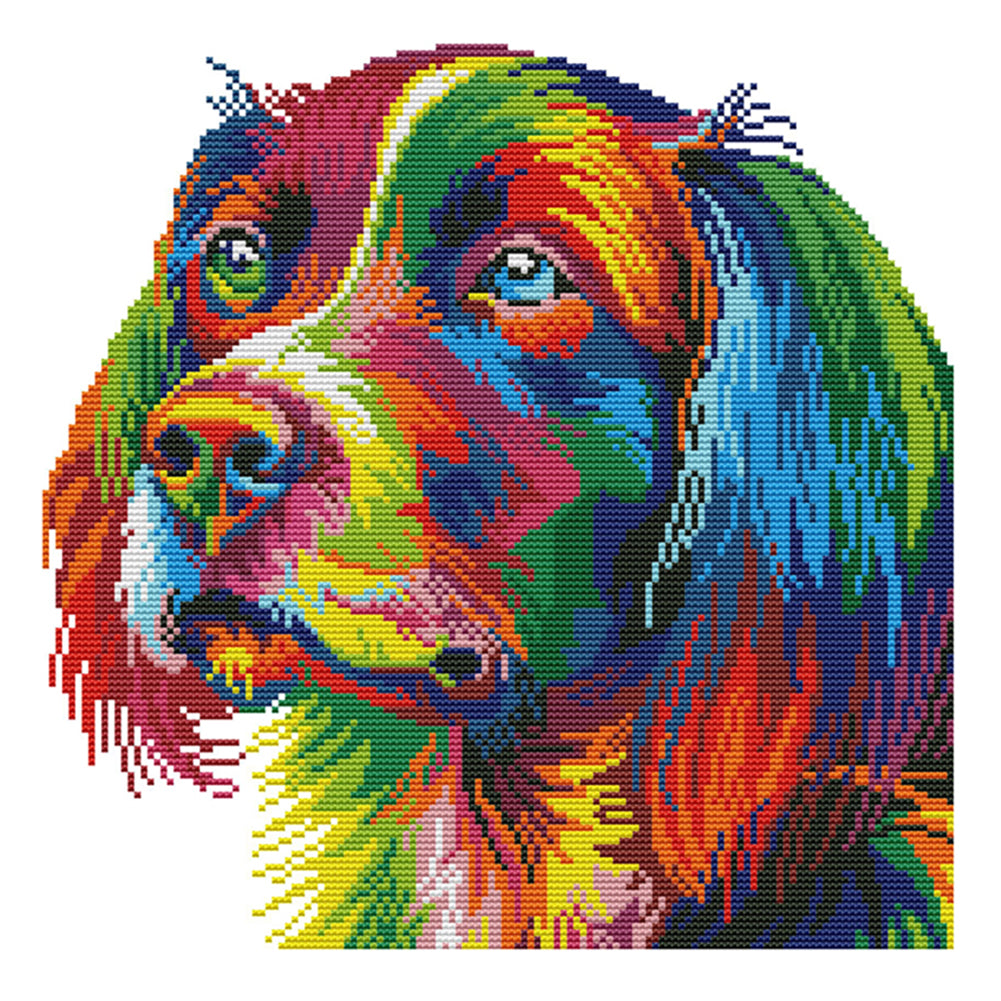 Rainbow Dog - 14CT Stamped Cross Stitch 34 *34CM