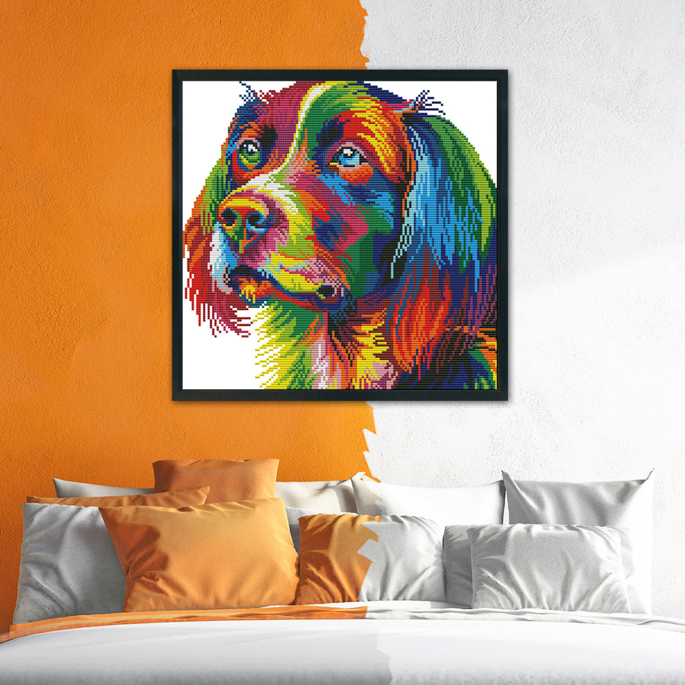 Rainbow Dog - 14CT Stamped Cross Stitch 34 *34CM