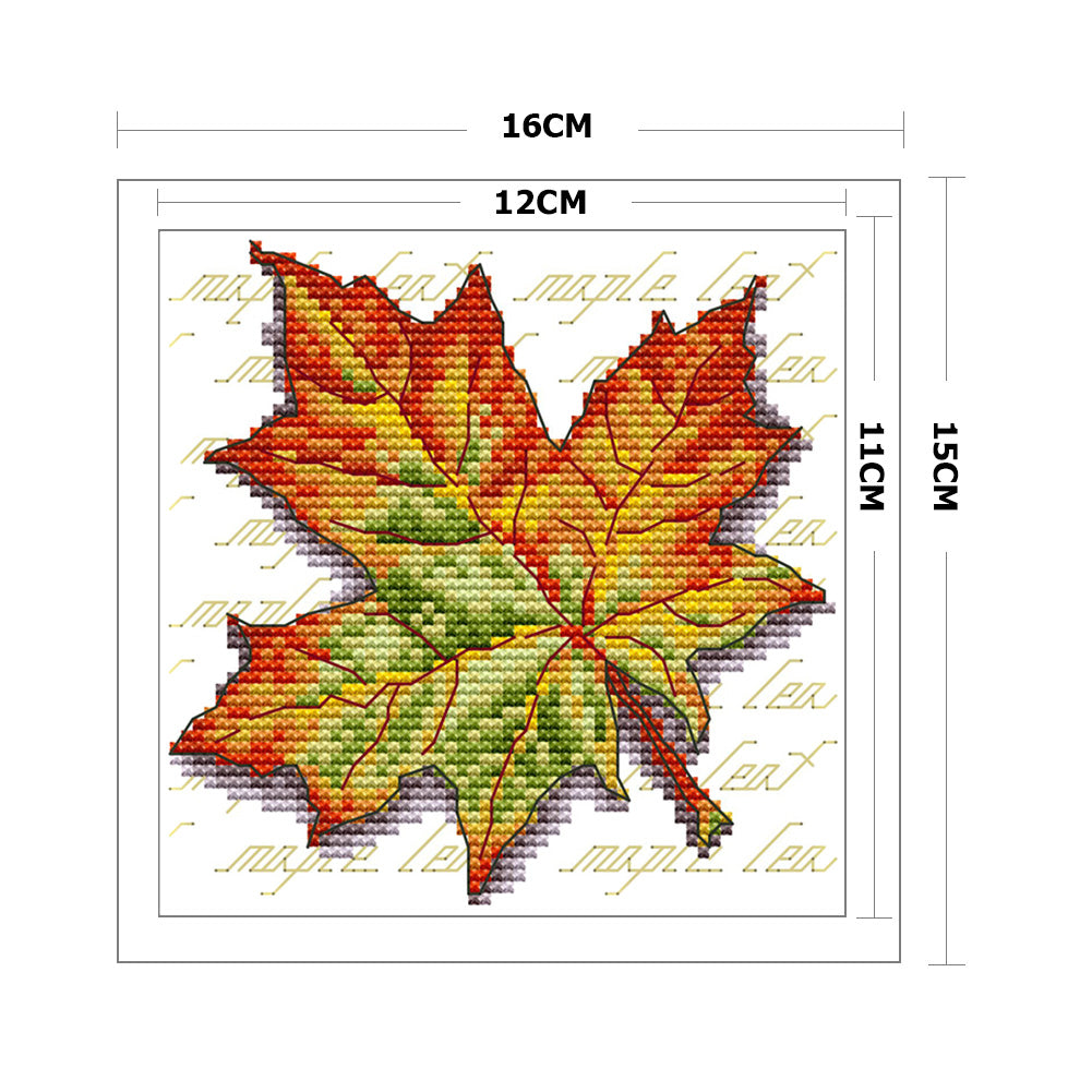 Leaves - 14CT Stamped Cross Stitch 16*15CM