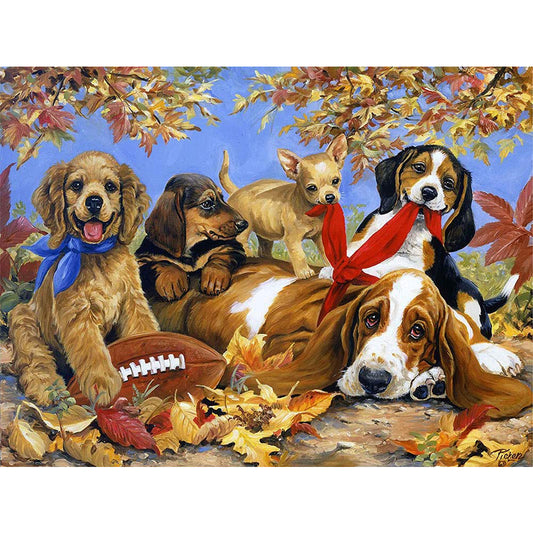 Dogs - Full Round Drill Diamond Painting 40*30CM