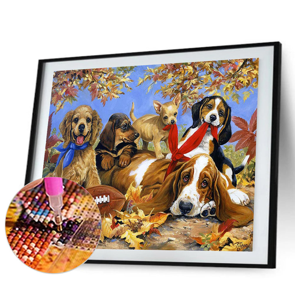 Dogs - Full Round Drill Diamond Painting 40*30CM