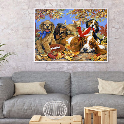 Dogs - Full Round Drill Diamond Painting 40*30CM