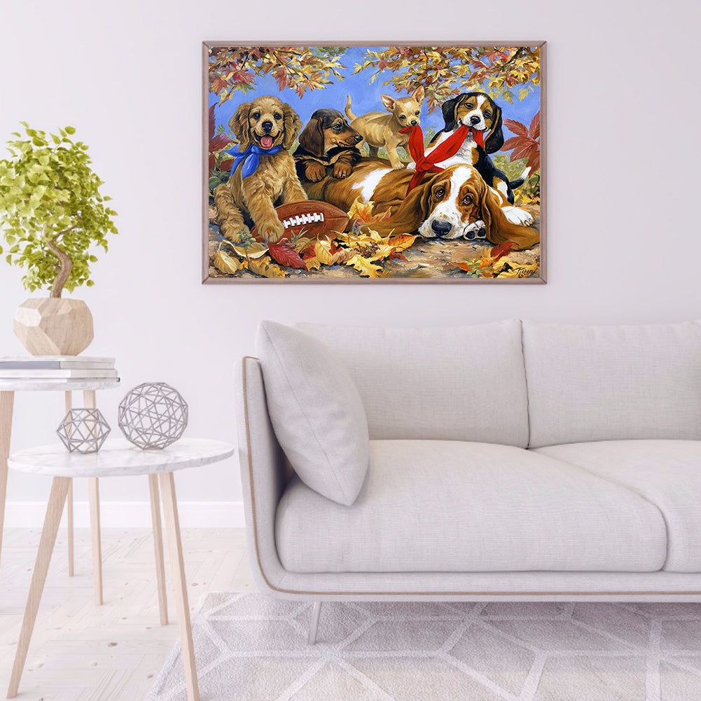 Dogs - Full Round Drill Diamond Painting 40*30CM