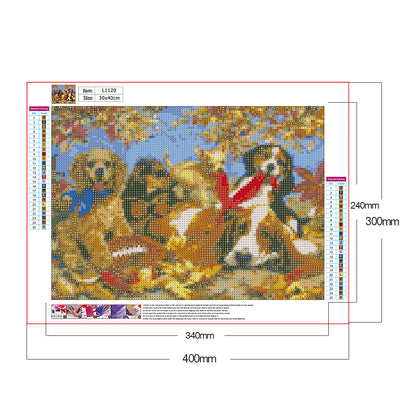 Dogs - Full Round Drill Diamond Painting 40*30CM