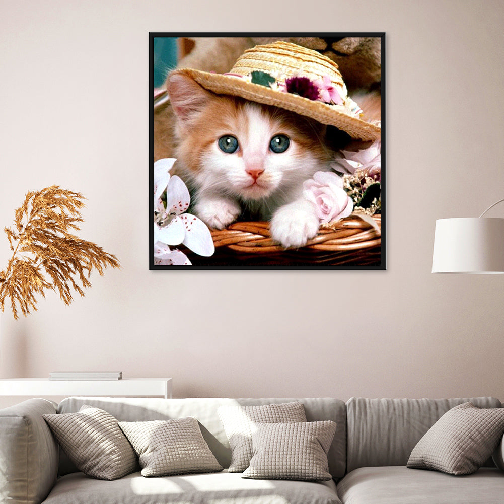 Cat - Full Round Drill Diamond Painting 30*30CM