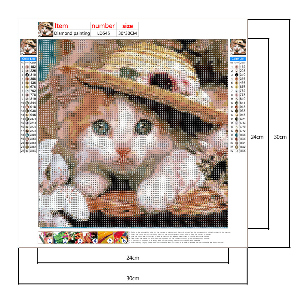 Cat - Full Round Drill Diamond Painting 30*30CM