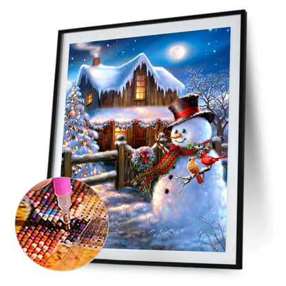 Snowman Cabin - Full Round Drill Diamond Painting 30*40CM