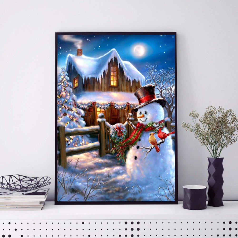 Snowman Cabin - Full Round Drill Diamond Painting 30*40CM